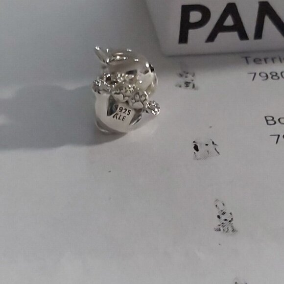 Authentic PANDORA Sterling Silver Bulldog Terrier Puppy Dangle 798010EN16 - Picture 3 of 9